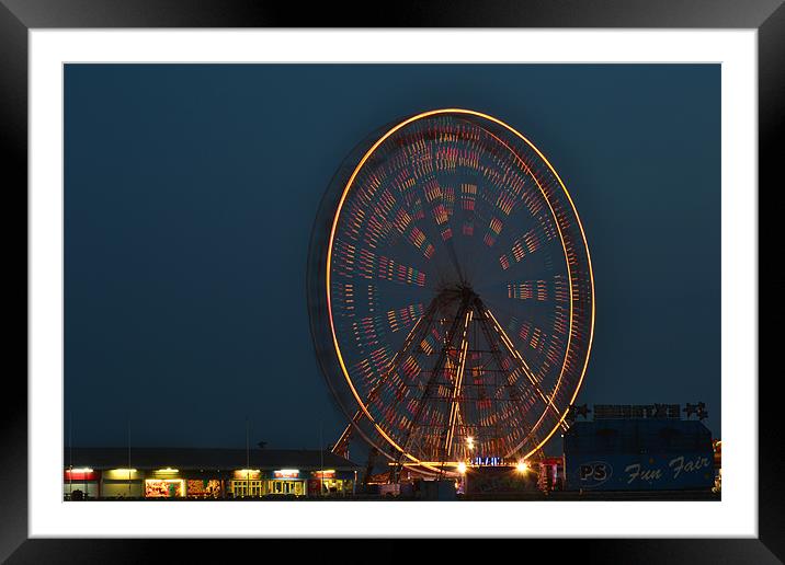 Ferris wheel at night Framed Mounted Print by A B
