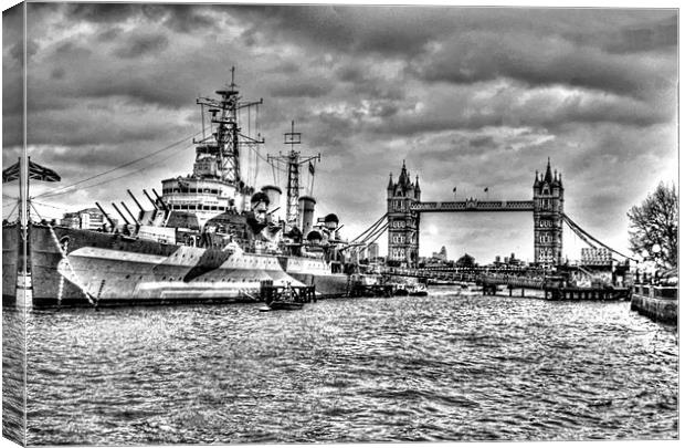 Cloudy Tower Bridge Canvas Print by Andrew Stephen