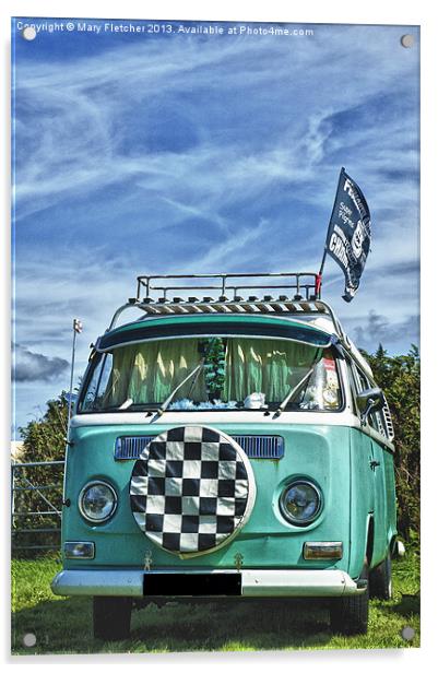 VW Camper Van Acrylic by Mary Fletcher