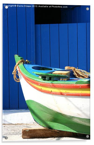 Greek Fishing Boat Acrylic by Elaine Elespe