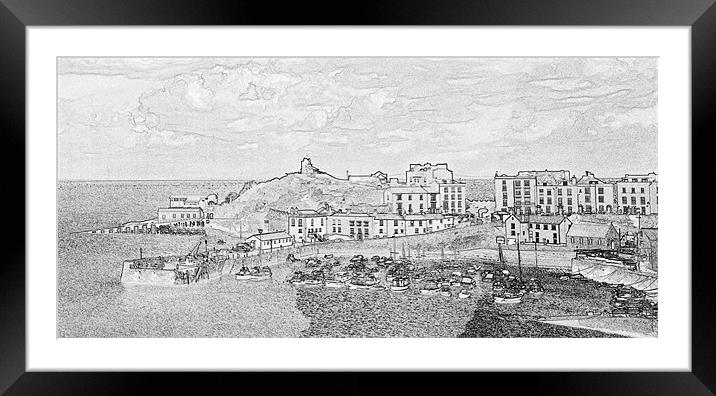 Tenby Panorama Framed Mounted Print by Steve Purnell