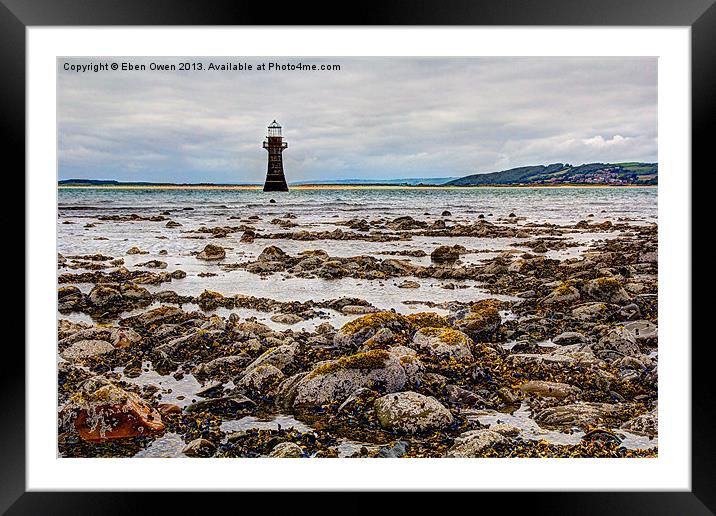 Whitford Lighthouse At Low Tide Framed Mounted Print by Eben Owen