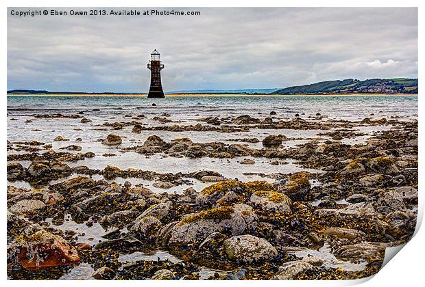 Whitford Lighthouse At Low Tide Print by Eben Owen