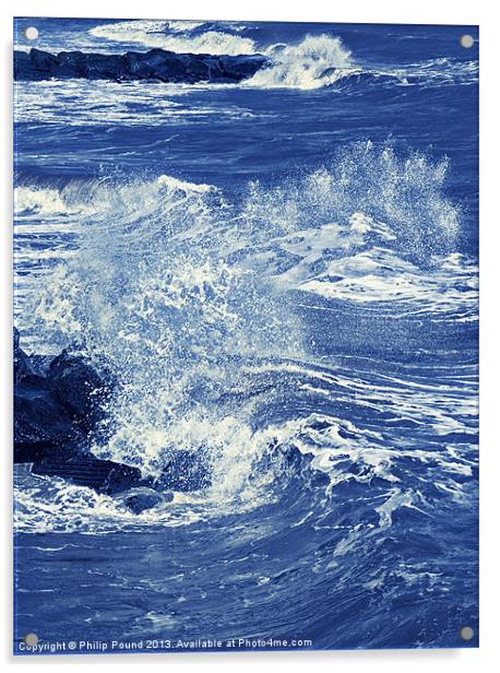 Sea spray on the rocks Acrylic by Philip Pound