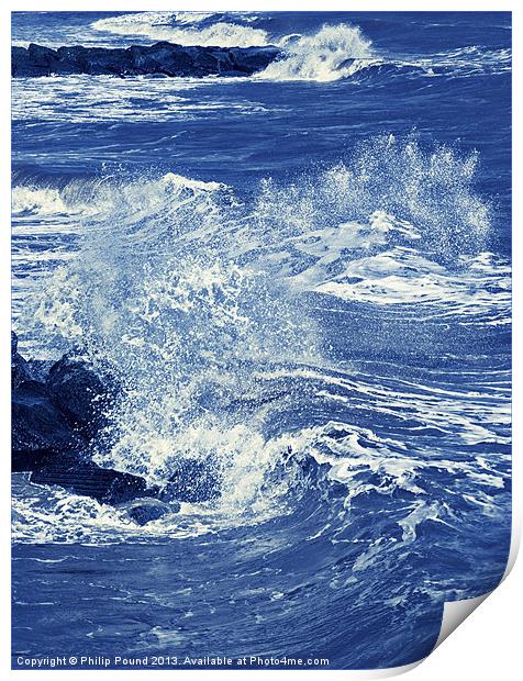 Sea spray on the rocks Print by Philip Pound