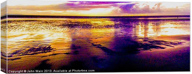 Sunset and wet sand Canvas Print by John Wain