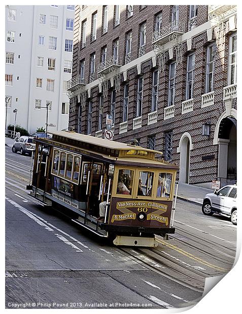 Tram in San Francisco Print by Philip Pound