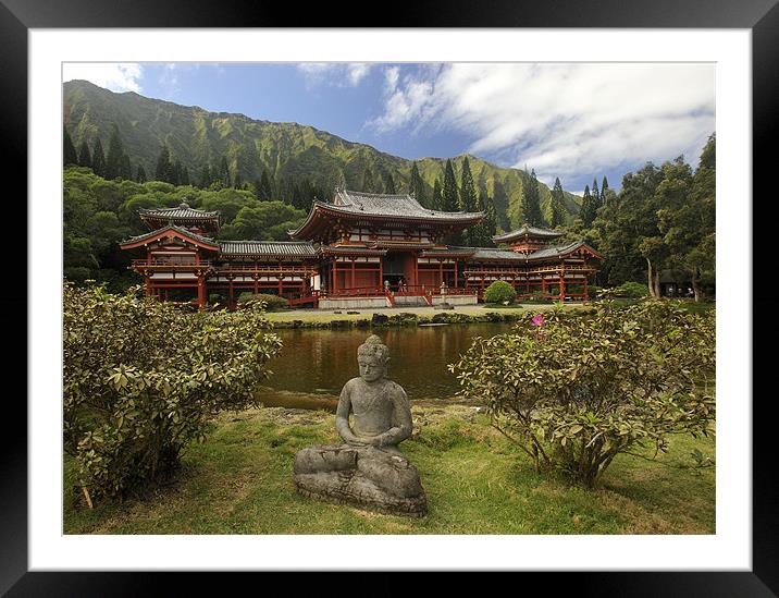 Byodo-In (平等院) Buddhist  Temple Framed Mounted Print by Ken Patterson