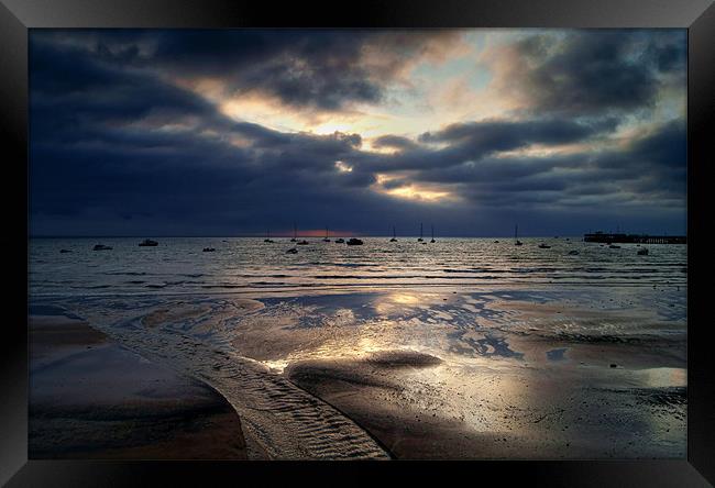 Sunrise over Swanage Bay, Dorset Framed Print by Darren Galpin