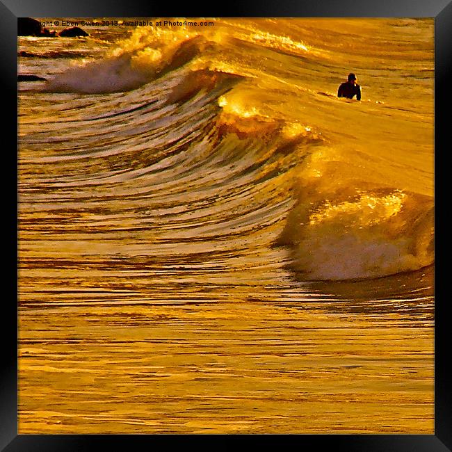 Langland Surfer Framed Print by Eben Owen