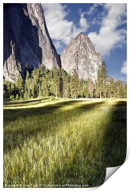 Cathedral Rocks in Yosemite Valley Print by Chris Frost