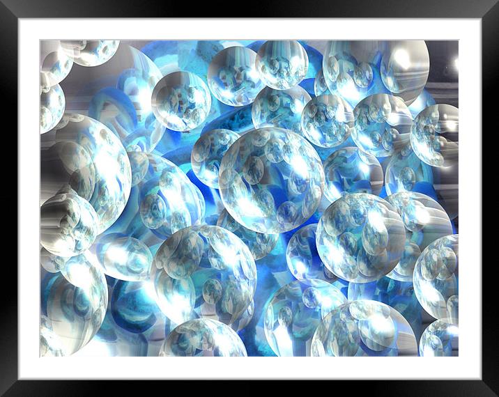 blue melon bubbles Framed Mounted Print by eamonn siu