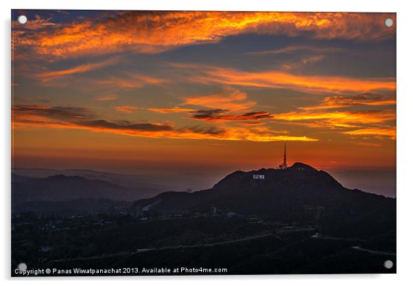 Sunset Hollywood Style Acrylic by Panas Wiwatpanachat