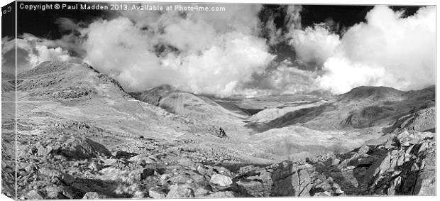 Scafell Pike Panoramic Black + White Canvas Print by Paul Madden