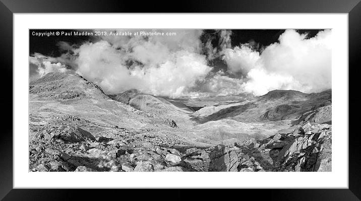 Scafell Pike Panoramic Black + White Framed Mounted Print by Paul Madden