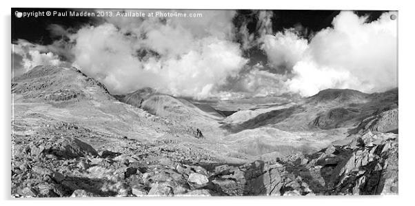 Scafell Pike Panoramic Black + White Acrylic by Paul Madden