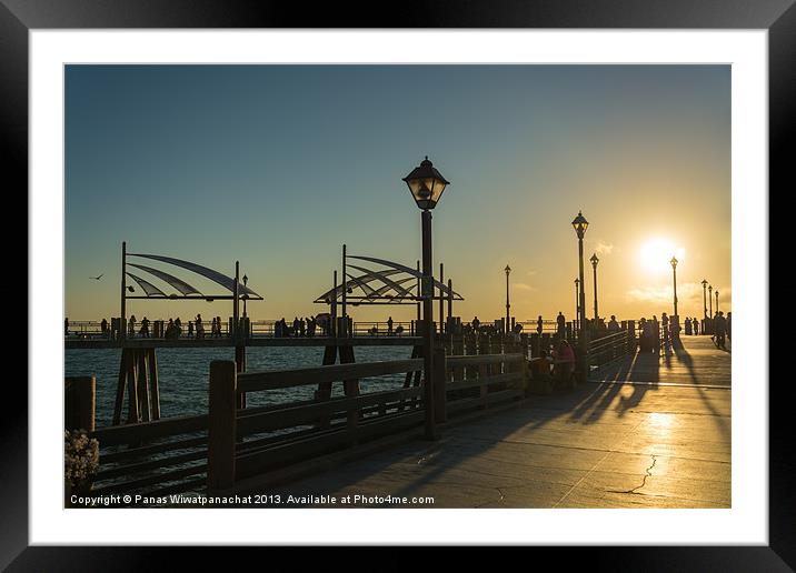 Redondo Pier at Sunset Framed Mounted Print by Panas Wiwatpanachat