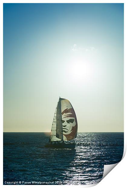 Sailing into the Sunset Print by Panas Wiwatpanachat