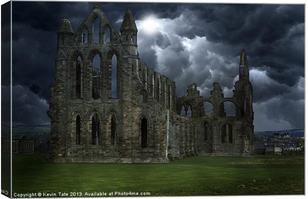 Whitby Abbey at night Canvas Print by Kevin Tate
