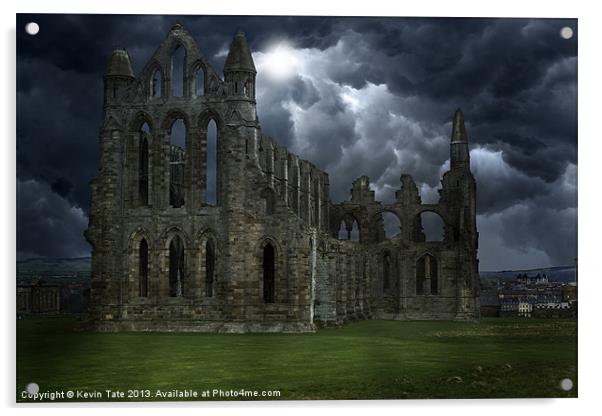 Whitby Abbey at night Acrylic by Kevin Tate
