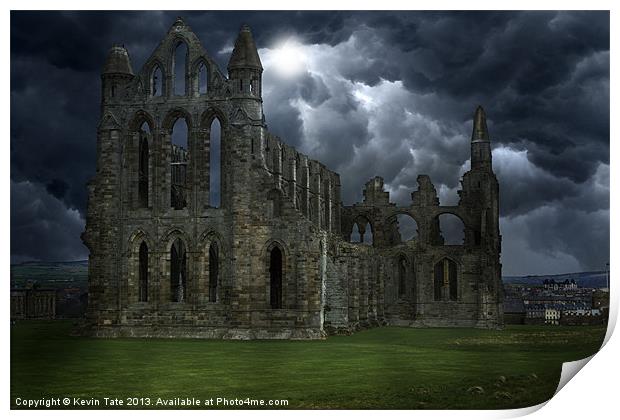 Whitby Abbey at night Print by Kevin Tate
