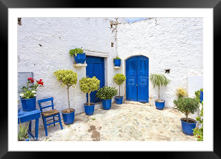 Greek courtyard Framed Mounted Print by Kevin Tate