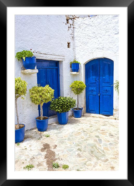 Greek courtyard Framed Mounted Print by Kevin Tate