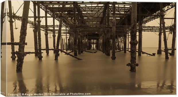Derelict Hastings Pier Canvas Print by Angie Morton