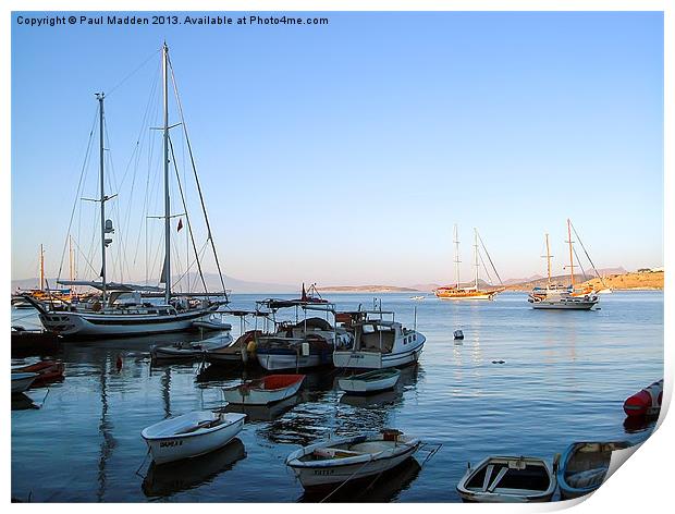 Bodrum Bay in the morning Print by Paul Madden