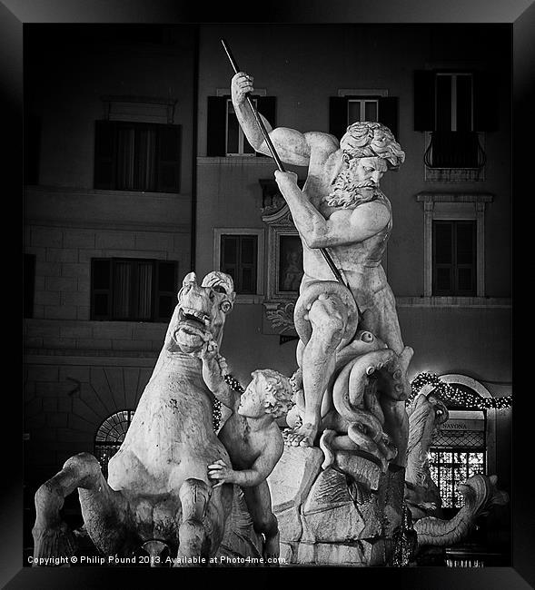 Bernini Statue Piazza Navona Rome Framed Print by Philip Pound