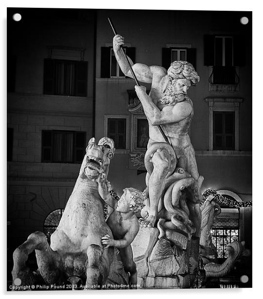 Bernini Statue Piazza Navona Rome Acrylic by Philip Pound