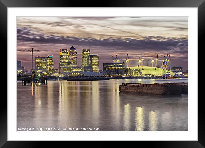 Docklands London Dome Sunset Framed Mounted Print by Philip Pound