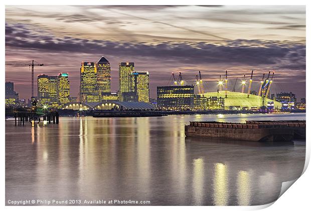 Docklands London Dome Sunset Print by Philip Pound
