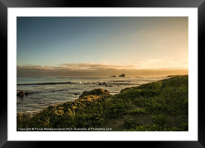Sunset on the California Coast. Framed Mounted Print by Panas Wiwatpanachat