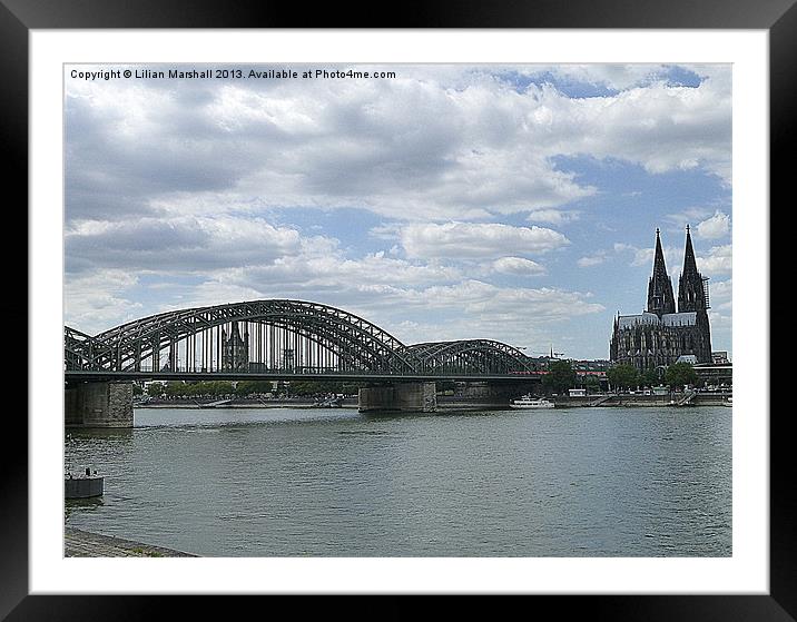 Hohenzollern Bridge and Cologne Dome. Framed Mounted Print by Lilian Marshall