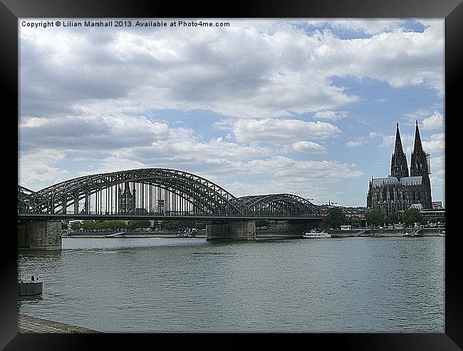 Hohenzollern Bridge and Cologne Dome. Framed Print by Lilian Marshall