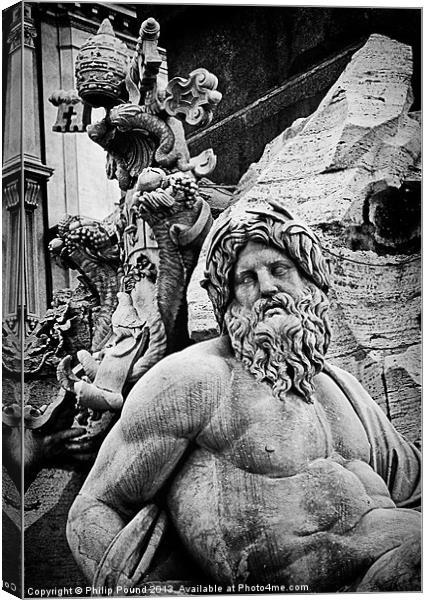 Bernini Statue Piazza Navona Rome Canvas Print by Philip Pound