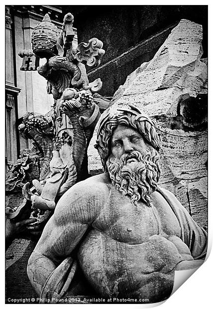 Bernini Statue Piazza Navona Rome Print by Philip Pound