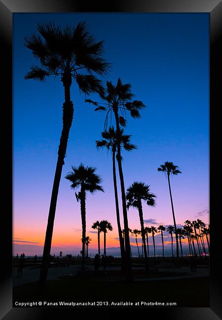 Purple Sunset at Venice Beach Framed Print by Panas Wiwatpanachat