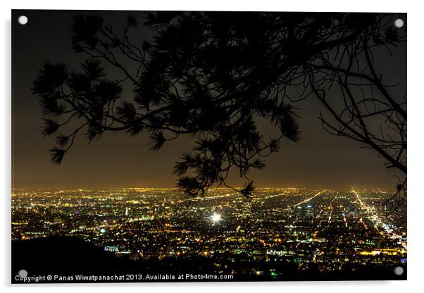 L.A. City Lights Acrylic by Panas Wiwatpanachat