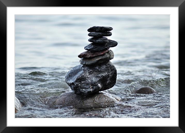 Well Balanced Stones Framed Mounted Print by Rosie Spooner