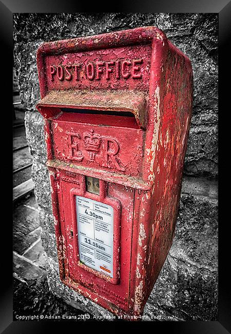 British Post Box Framed Print by Adrian Evans