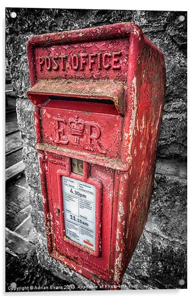 British Post Box Acrylic by Adrian Evans
