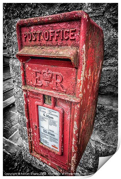 British Post Box Print by Adrian Evans