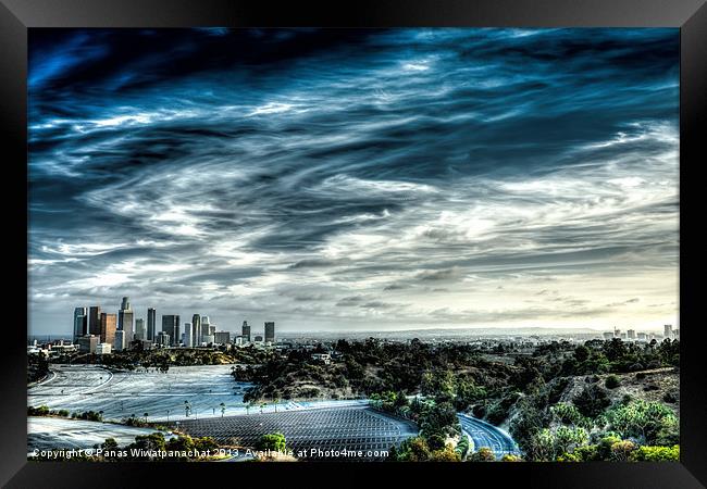 Sky Falling on L.A. Framed Print by Panas Wiwatpanachat