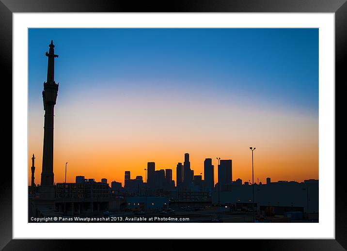 Silhouette of a City Framed Mounted Print by Panas Wiwatpanachat