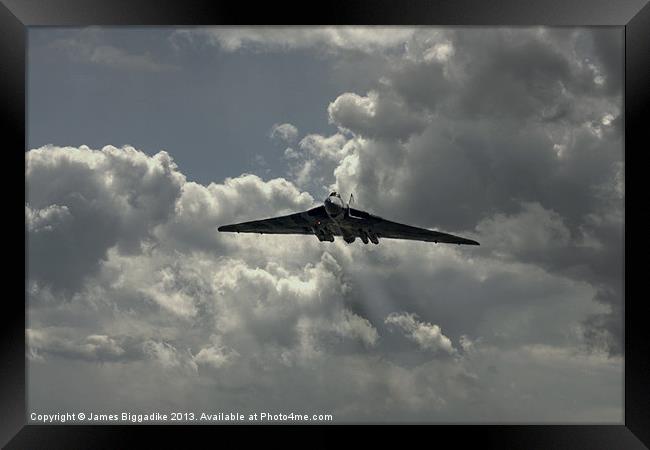 Vulcan Bomber Fly By Framed Print by J Biggadike
