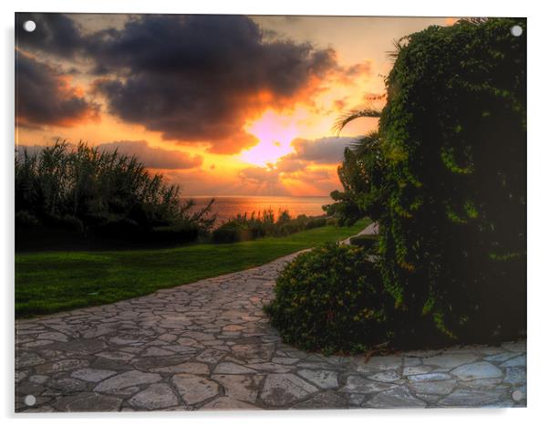 cyprus sunset Acrylic by Robert Bennett