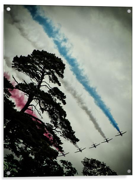 RAF Red Arrows Aerobic Team. Acrylic by Becky Dix