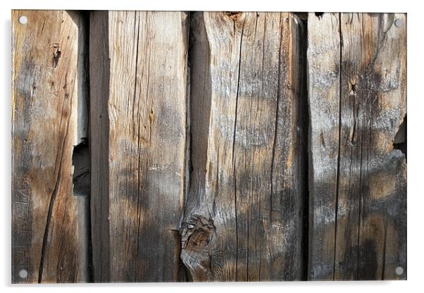 Old vertical timber wall Acrylic by Hemmo Vattulainen